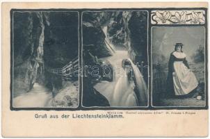 Liechtensteinklamm, Wirtin zum Gasthof schwarzen Adler / innkeeper lady, Art Nouveau