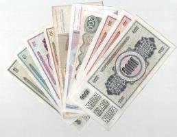 10db-os vegyes jugoszláv bankjegy tétel, közte 1986. 100D (2x) sorszámkövetők "CM 3859281 - CM ...