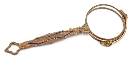 Régi lornyon, dekoratív mintázatú szárral, kopásnyomokkal, h: 12,5 cm