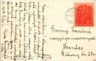 1938 Csongrád, Tisza, hajóhíd, strandfürdő, hajóállomás, fürdőzők (fa)