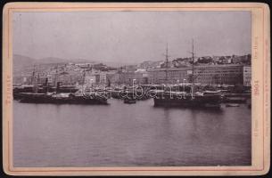 cca 1900 Trieszt kikötő fotó 11x21 cm