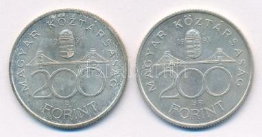 1993. 200Ft Ag "MNB" (2x) T:AU,XF patina, kis karc
Adamo F13
