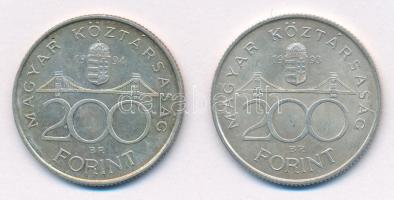 1993. 200Ft Ag "MNB" + 1994. 200Ft Ag "Deák" T:AU,XF patina
Adamo F13, F13.1