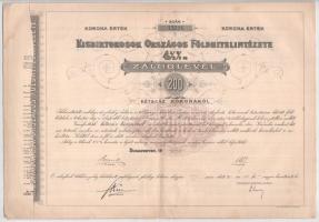 1911. Budapest "Kisbirtokosok Országos Földhitelintézete" 4 1/2%-os záloglevele 100Ft-ról, magyar, német és francia nyelven, szárazpecséttel, szelvényekkel T:F