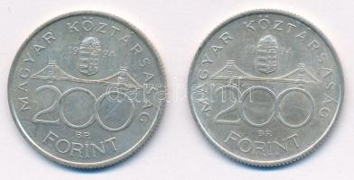 1994. 200Ft Ag "Deák" (2x) T:AU,XF patina, karc
Adamo F13.1