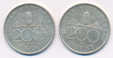 1994. 200Ft Ag "Deák" (2x) T:AU,XF patina
Adamo F13.1