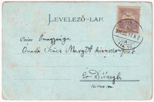 1900 Dés, Dej; Szt. Ferenc rendiek palotája, református templom, Milleniumi szobor (1919-ben ledöntö...