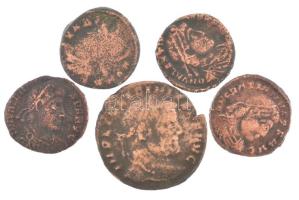 Római Birodalom 5db bronz érméből álló tétel, közte hamisak is! T:VF,F
Roman Empire 5pcs of bronze ...