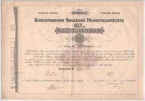 1911. Budapest "Kisbirtokosok Országos Földhitelintézete" 4 1/2%-os záloglevele 200K-ról, magyar, német és francia nyelven, szárazpecséttel, szelvényekkel T:F
