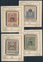 4 db régi okmánybélyeg csillagvízjellel / 4 fiscal stamps with star in watermark