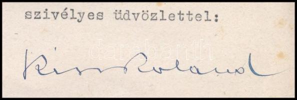 1947 Kiss Roland (1888-1967) belügyi államtitkár levele Sárdy Brutus (1892-1970) festőművész, restau...