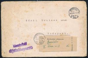 1947 Kiss Roland (1888-1967) belügyi államtitkár levele Sárdy Brutus (1892-1970) festőművész, restau...