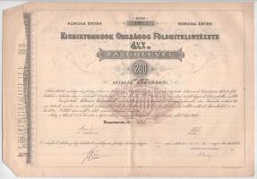 1910. Budapest "Kisbirtokosok Országos Földhitelintézete" 4 1/2%-os záloglevele 200K-ról, magyar, német és francia nyelven, szárazpecséttel, szelvényekkel T:F