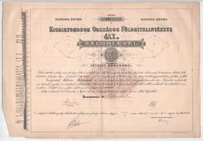 1909. Budapest "Kisbirtokosok Országos Földhitelintézete" 4 1/2%-os záloglevele 200K-ról, magyar, német és francia nyelven, szárazpecséttel, szelvényekkel T:F