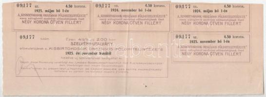 1909. Budapest "Kisbirtokosok Országos Földhitelintézete" 4 1/2%-os záloglevele 200K-ról, ...