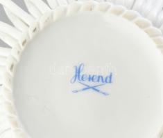 Herendi porcelán fonott tálka, 12 cm + hamutál 9 cm Kézzel festett, jelzett, minimális kopással
