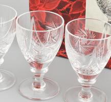 6 db parádi ólomristály likőrös pohár. Hibátlan 11 cm