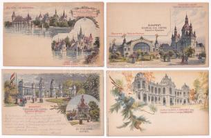 Ezredéves Kiállítás - 31 db díjjegyes művész képeslap jó minőségben: 1 db 5 Krajcáros piros Ga. (többi barna 2 Kr.) / Hungarian Millenium Exposition - 31 pre-1900 art postcards. With 1 red 5 Kr Ga. in good quality. Art Nouveau, some litho