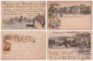 Ezredéves Kiállítás - 31 db díjjegyes művész képeslap jó minőségben: 1 db 5 Krajcáros piros Ga. (töb...