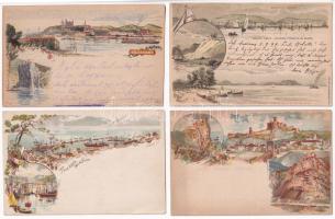 Ezredéves Kiállítás - 31 db díjjegyes művész képeslap jó minőségben: 1 db 5 Krajcáros piros Ga. (töb...