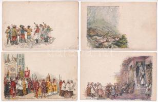 Ezredéves Kiállítás - 31 db díjjegyes művész képeslap jó minőségben: 1 db 5 Krajcáros piros Ga. (töb...