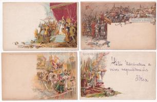 Ezredéves Kiállítás - 31 db díjjegyes művész képeslap jó minőségben: 1 db 5 Krajcáros piros Ga. (töb...