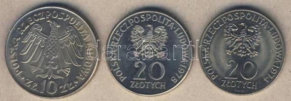 Lengyelország 1964-78. 10Zl (1x), 20Zl (2x) klf motívumokkal T:1