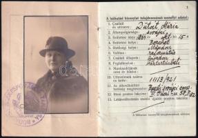 1921 Svájci állampolgár fényképes lakhatási bizonylata, igazolvány