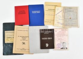 10 db vegyes igazolvány (sportedzői, MSZMP tagsági könyv, stb.)