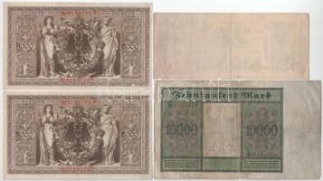 Német Birodalom 1910. 1000M (2x) piros pecsét, hétjegyű sorszámmal + Németország / Weimari Köztársas...