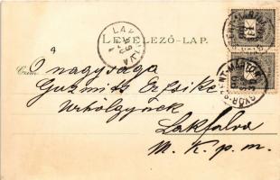 1899 (Vorläufer) Győr, pályaudvar, vasútállomás, Régi Rába híd, városház. Röszler Károly Art Nouveau...