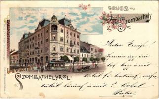 1898 (Vorläufer) Szombathely, Városi bérpalota Fischert Ferenc terve alapján, villamos. G. H. Apfel Art Nouveau, floral, litho (EK)