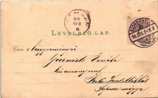 1898 (Vorläufer) Szombathely, Városi bérpalota Fischert Ferenc terve alapján, villamos. G. H. Apfel ...