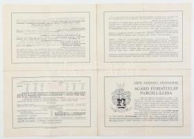 cca 1930 A gróf Nádasdy uradalmának Velencetavi Agárd fürdőtelep felparcellázása. Térkép illusztrált...