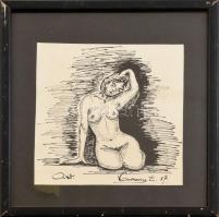 Vaskovics jelzéssel: Női akt. Tus, papír. Üvegezett fakeretben. 19×18 cm
