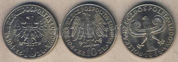Lengyelország 1964-65. 10Zl (3x) klf motívumokkal T:1,BU
