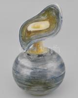 Iparművész üveg váza. Fújt, kézzel festett, finom üveg, hibátlan 17 cm