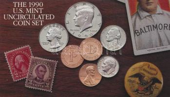 Amerikai Egyesült Államok 1990D 1c-1/2$ (5xklf) + "Denver" zseton, forgalmi sor eredeti to...