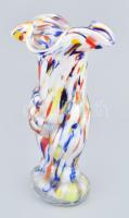 Muranoi üveg váza. Fújt, anyagában színezett, száján kis csorbával. 23 cm