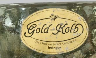 Gold, Kolb német kristály levélnehezék, Jelzett, hibátlan 8 cm