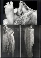 cca 1972 A régi függöny dekoratív motívum, 3 db vintage fotó, ezüst zselatinos fotópapíron, 24,8x17,6 cm és 24x14,8 cm között