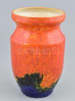Mihály Béla vörös-fekete retro kerámia váza. Mázas kerámia, kézzel festett, jelzett, hibátlan 21 cm