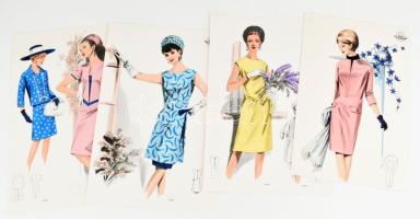 cca 1950 4 db Wemo Modes Internationales vintage divatkép, ofszet nyomat, papír, ,kb 32x21,5 cm