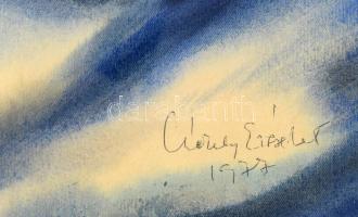 Székely Erzsébet (1887-1979), erdélyi festő: Téli hangulat, 1977. Akvarell, papír, jelzett, üvegezet...