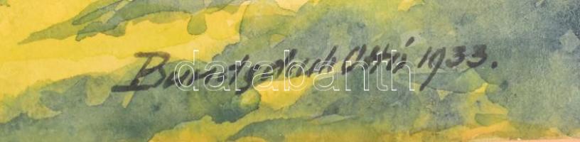 Bundschun Ottó (1885-?): Táj. 1933. A Műcsarnok 1934-es téli tárlatán szerepelt címkével. . Akvarell...