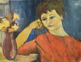 Solti Ircsik István (?-?): Női portré. Olaj, vászon, jelzett. Feltekerve, kisebb felületi sérülésekkel, 50x65 cm