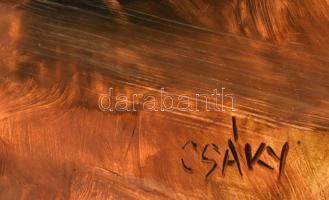 Csáky Lajos (1950-): Őszi séta. Olaj, farost, jelzett, hátoldalán autográf felirattal és címkén feli...