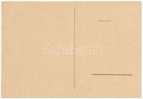 Síelő cserkészek, téli sport / Hungarian boy scout art postcard, skiing, winter sport s: Márton L. (...