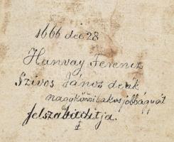1666 Jobbágyfelszabadító és nemesség adományozó levél Hanvay Ferenc Nagykörösi birtokos jobbágya rés...