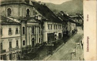 1915 Selmecbánya, Banská Stiavnica; Fő utca, Grohmann Gyula üzlete és kiadása / main street, shops (EB)